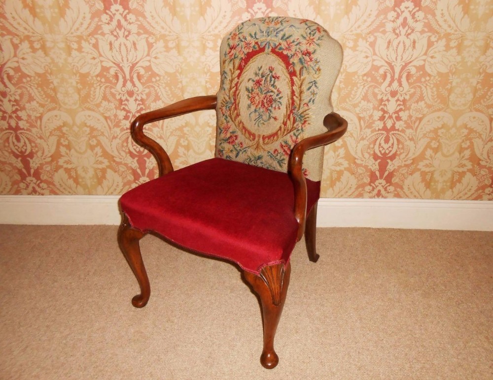 Good Quality Regency Revival Walnut Elbow Armchair