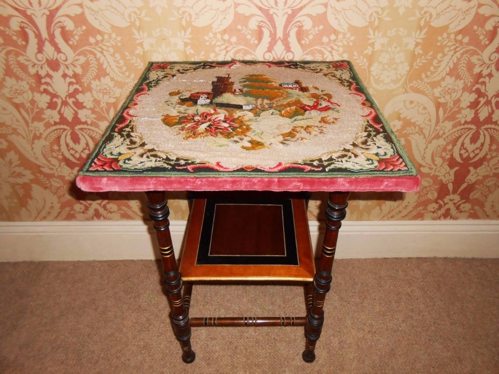 Victorian Walnut Beadwork Aesthetic Table