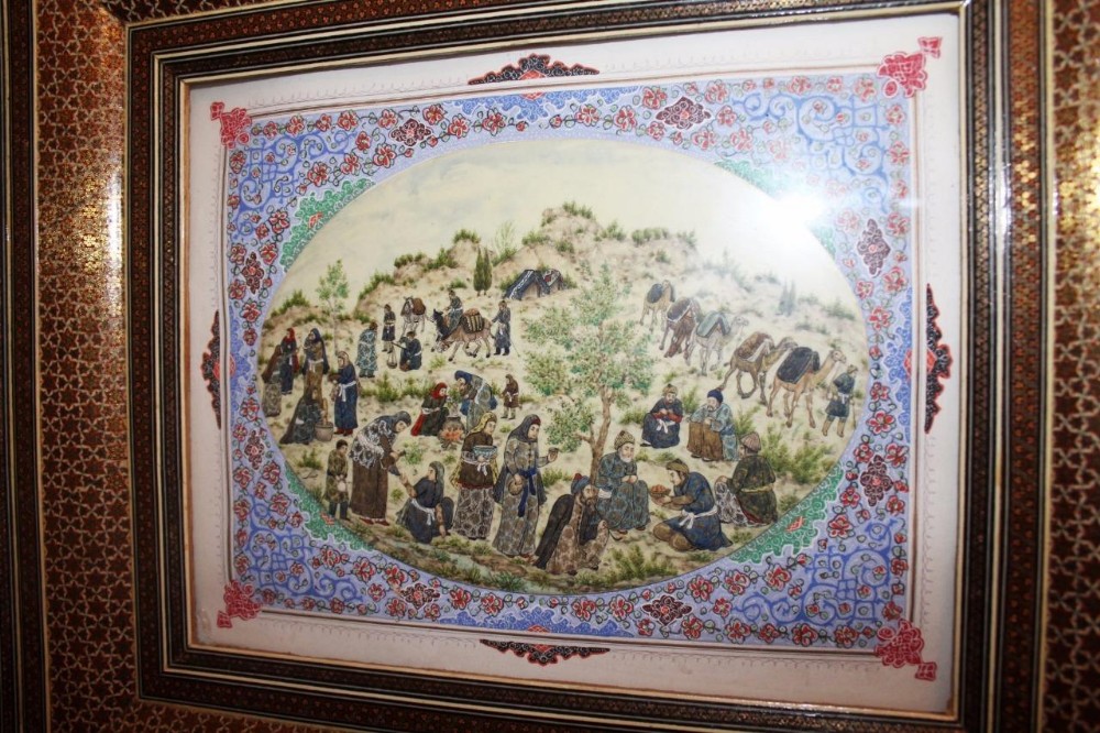 Stunning Early 20th Century Middle Eastern Inlaid & Hand Painted Ivory Wall Plaque
