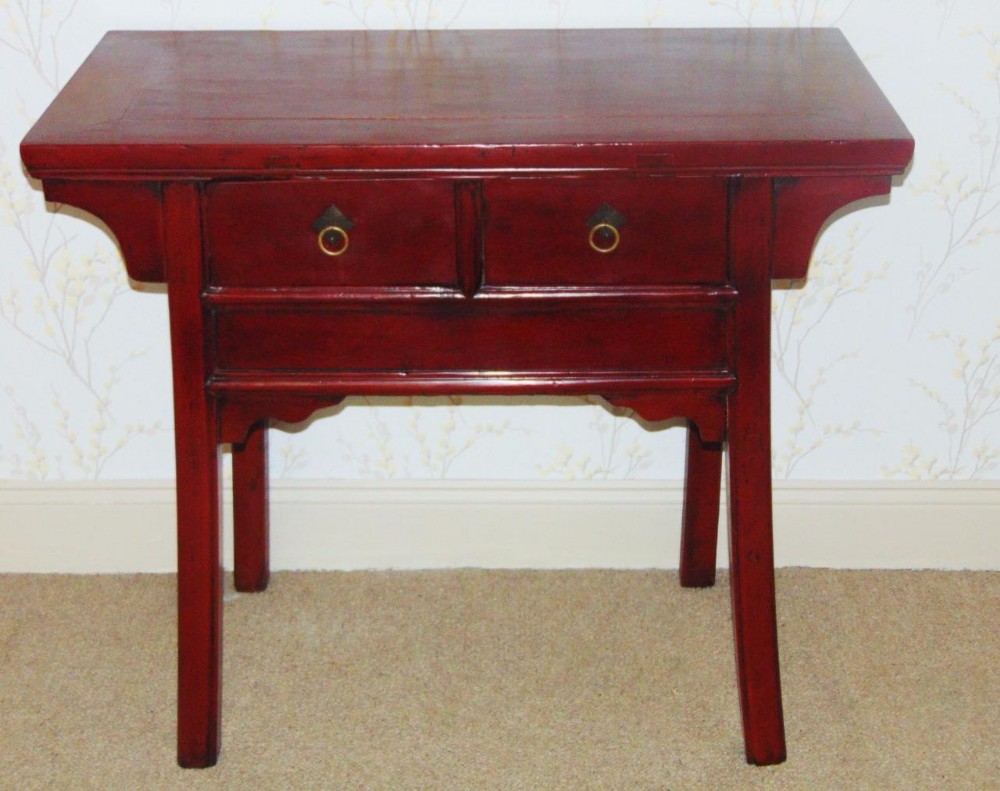 19th Century Chinese Dark Red Lacquer Altar Table