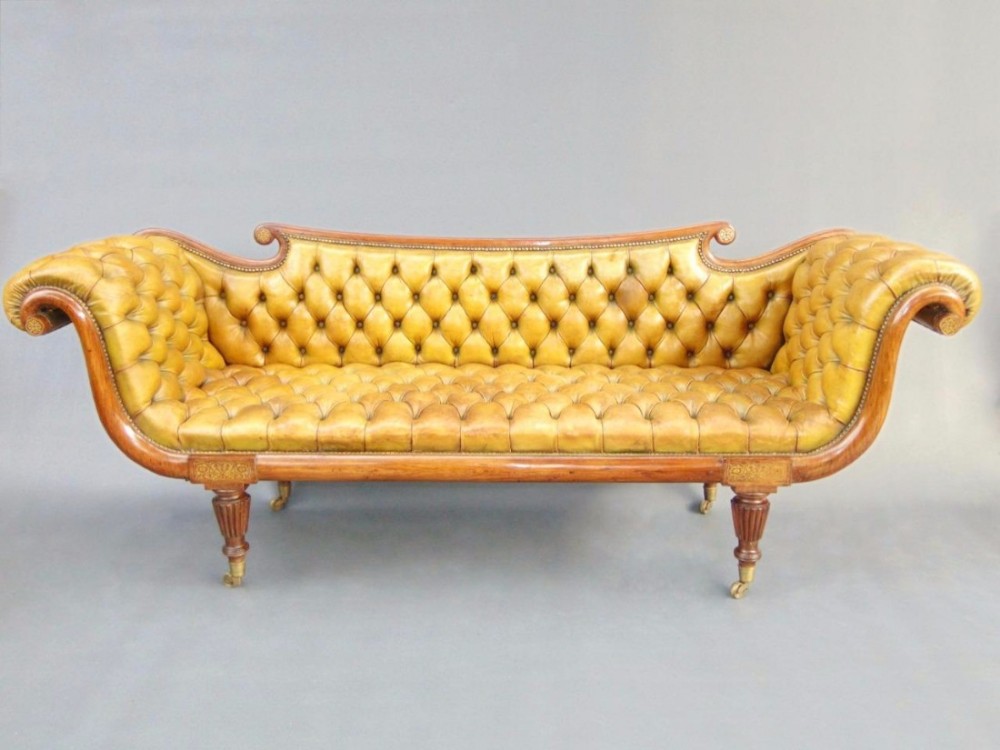 A Fine Regency Brass Inlaid Buttoned Leather Sofa