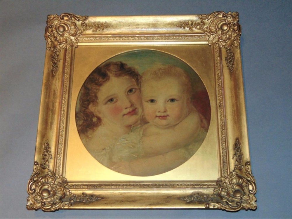 Victorian Oil Painting on Canvas Sisters