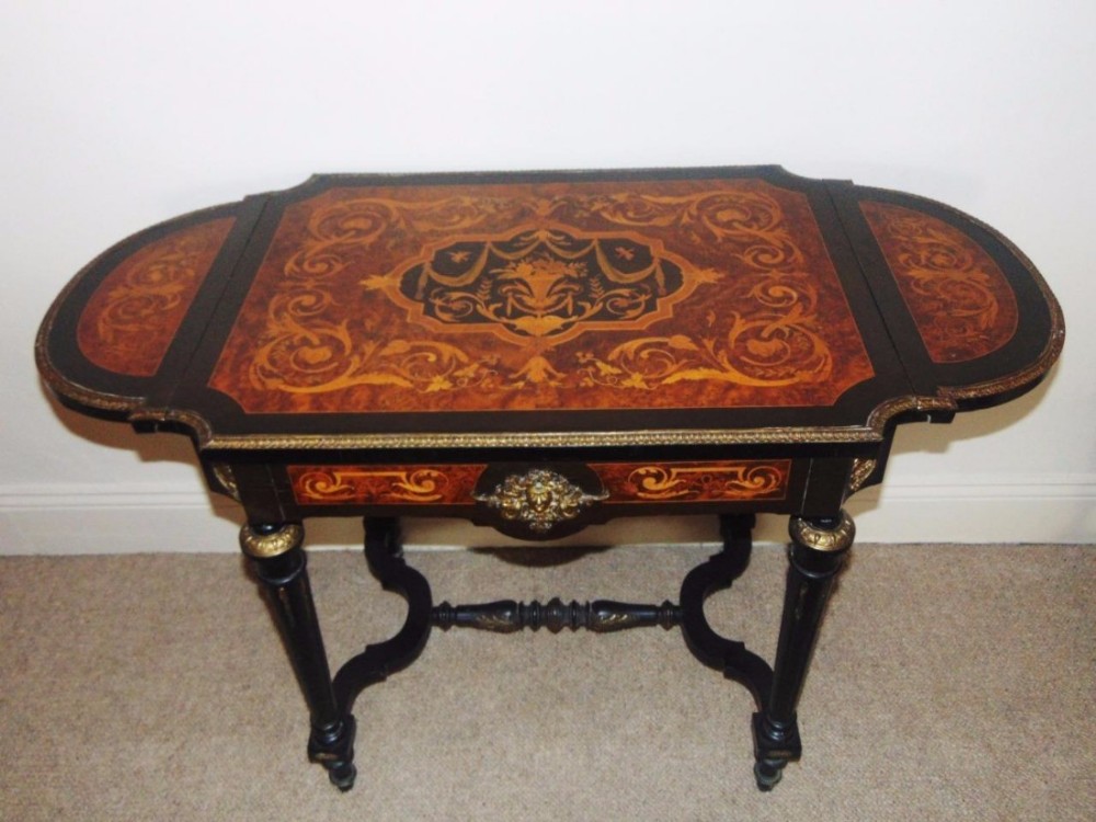 Victorian Ebonised and Thuya Wood Ormolu Mounted Table