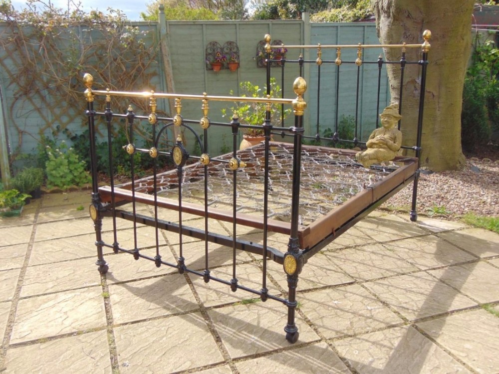 Victorian Cast and Brass Double Bed