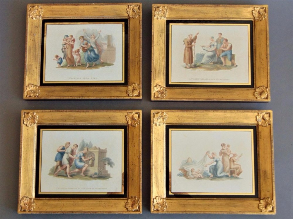 Set of Four Regency Hand Coloured Stipple Engravings H Thielcke