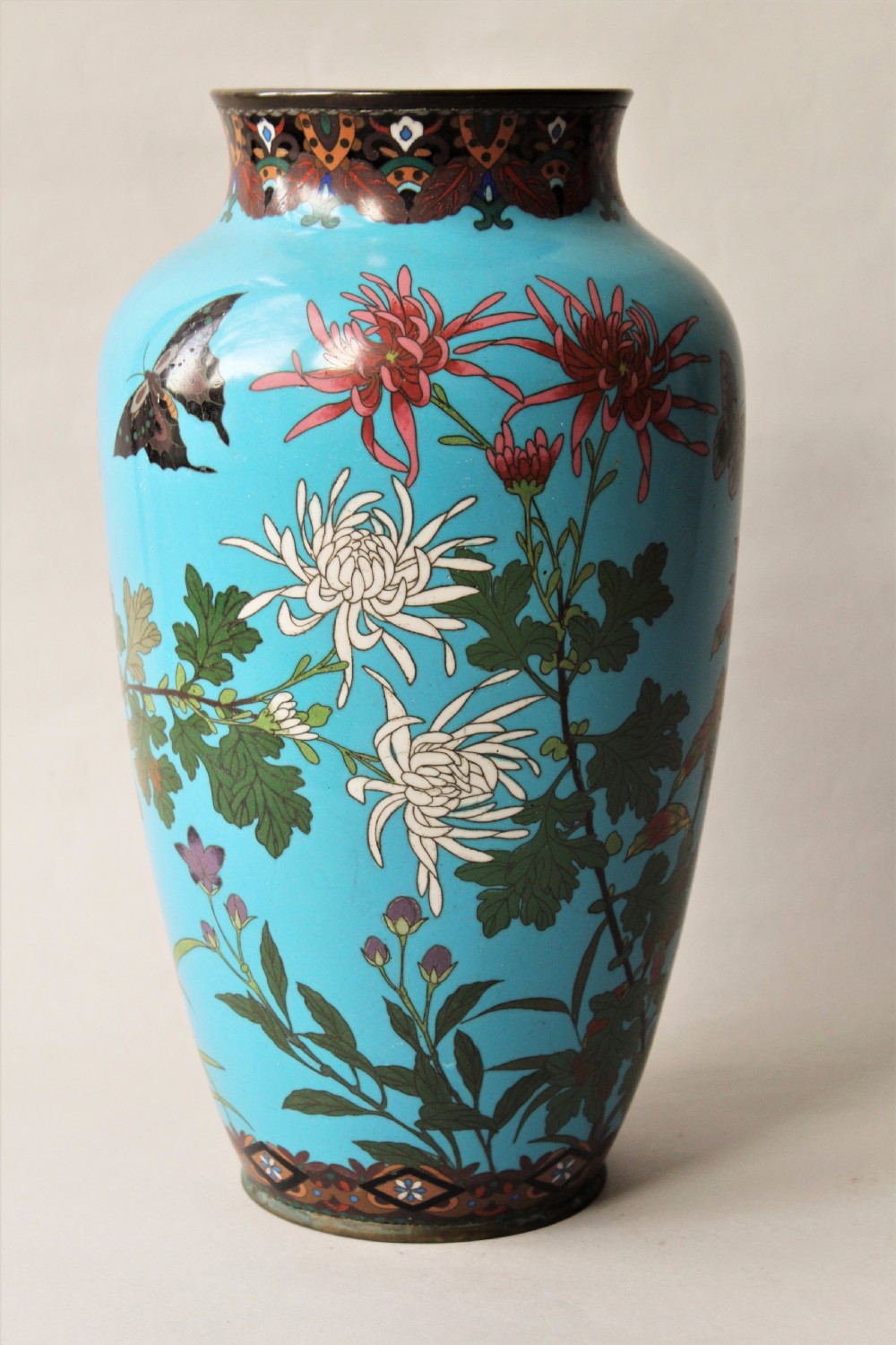 Large Antique Japanese Cloisonne Vase