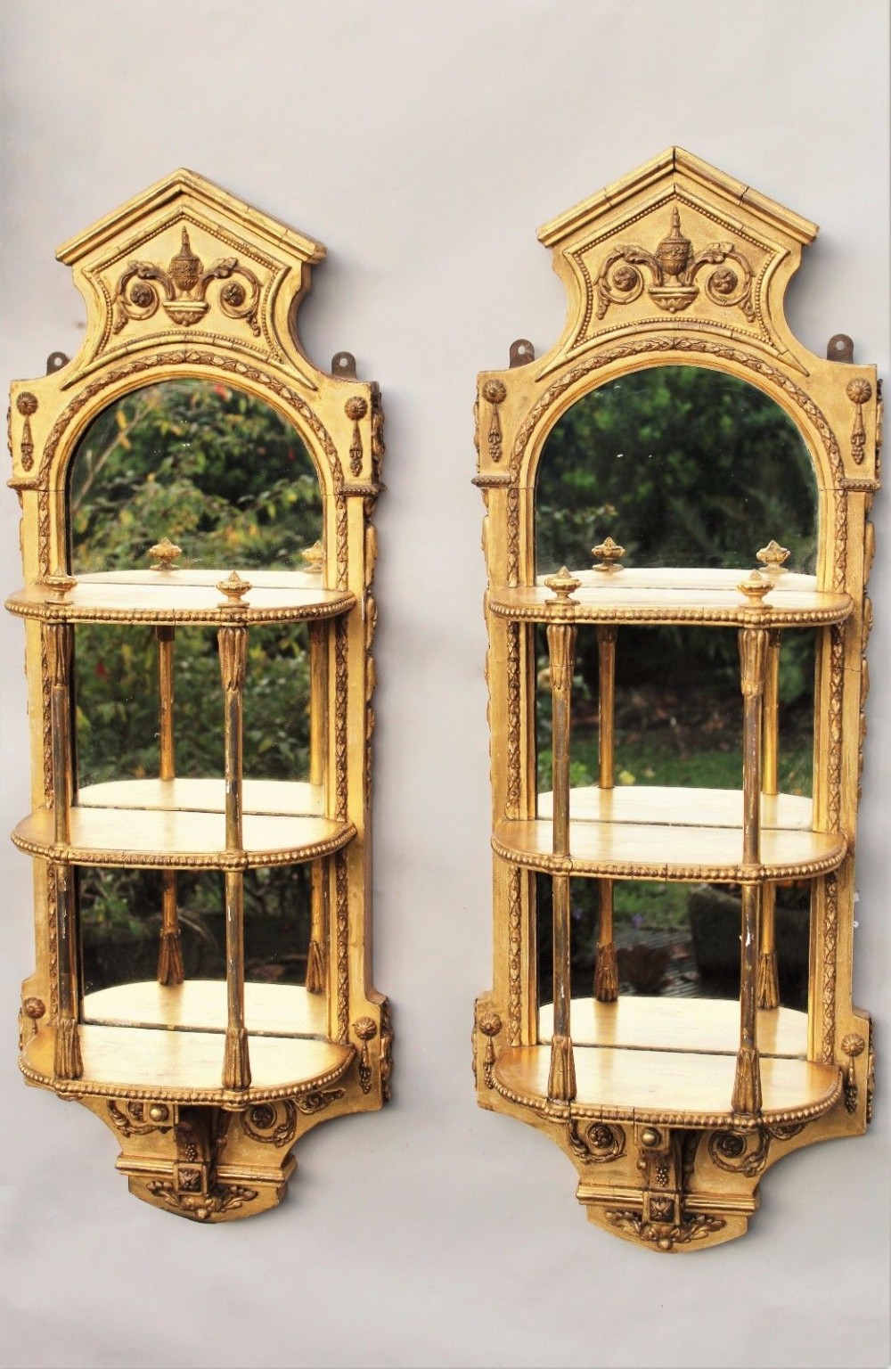 Antique Pair of Gilt and Gesso Wall Bracket Mirrors