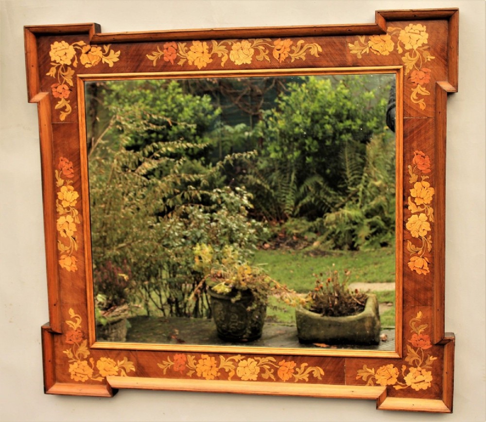 Antique Inlaid Overmantel Mirror