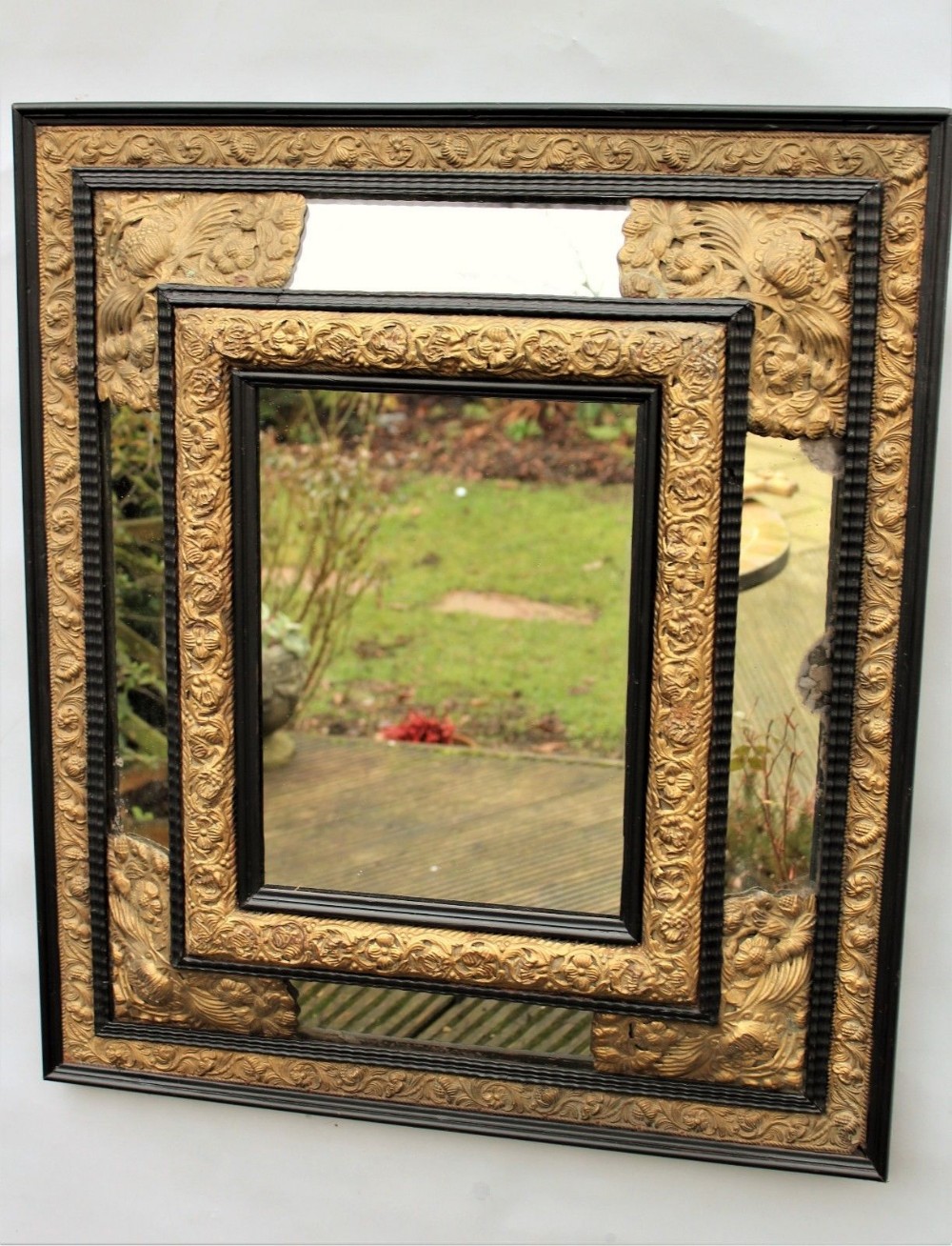Antique French Repousse Mirror