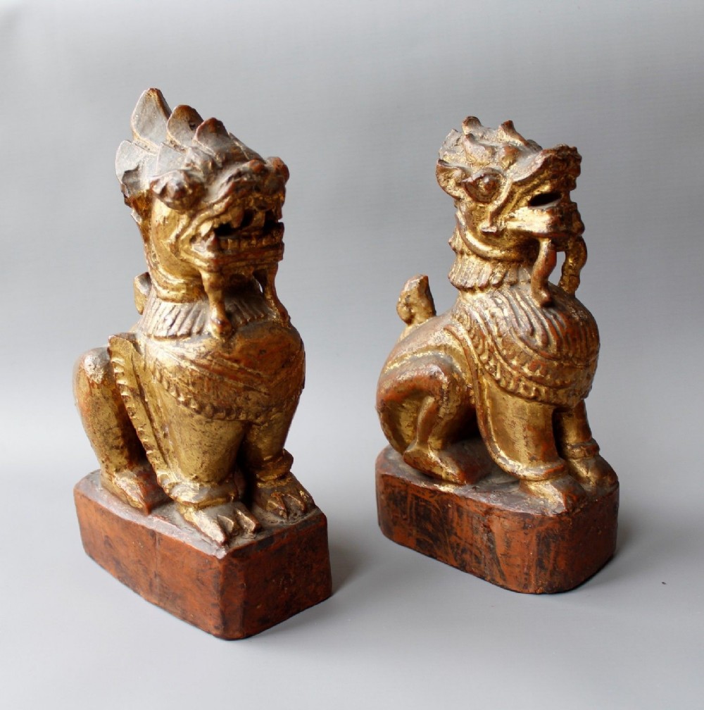 Antique Chinese Giltwood Fo Dogs