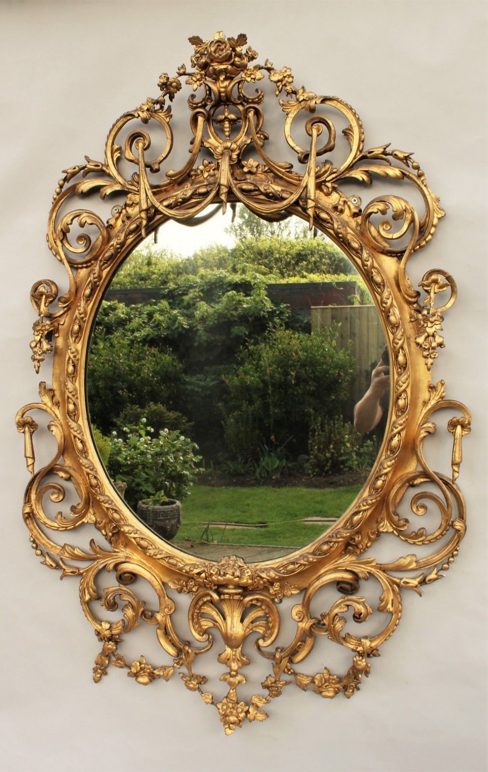 Amazing 19th Century Ornate Gilded Oval Mirror