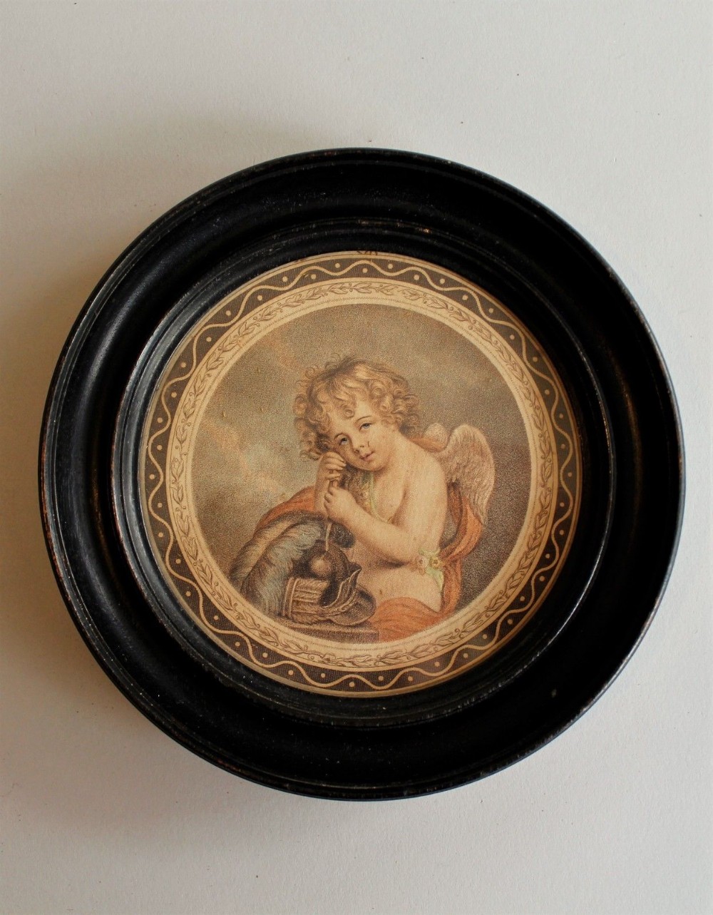 18th Century Miniature Engraving Cherub of Love