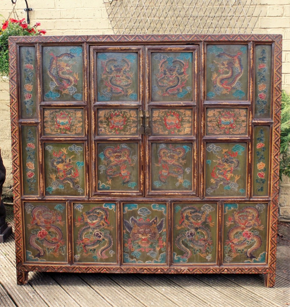 Large Tibetan Lacquered Cabinet 19th Century