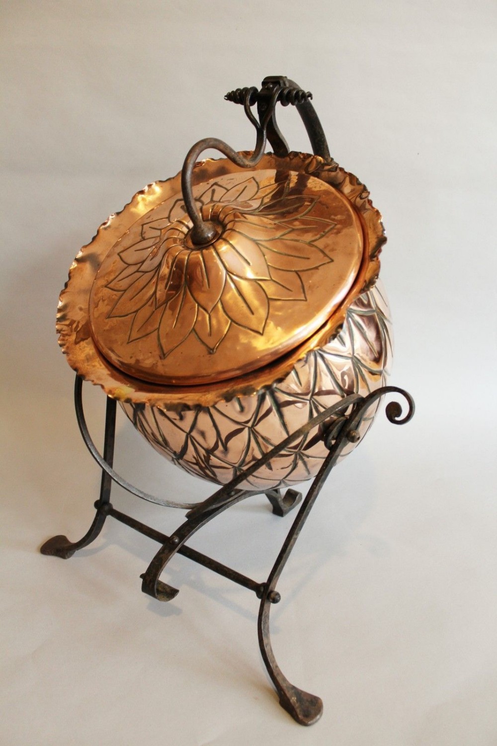 Fabulous Arts and Crafts Copper and Wrought Iron Coal Scuttle