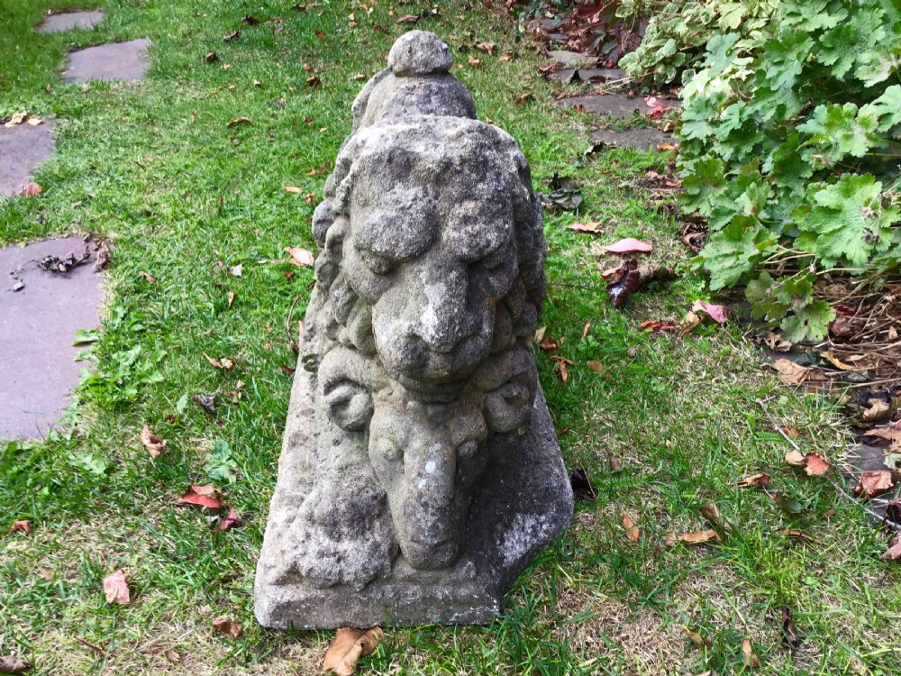 Antique Stone Garden Lion Statue  View II