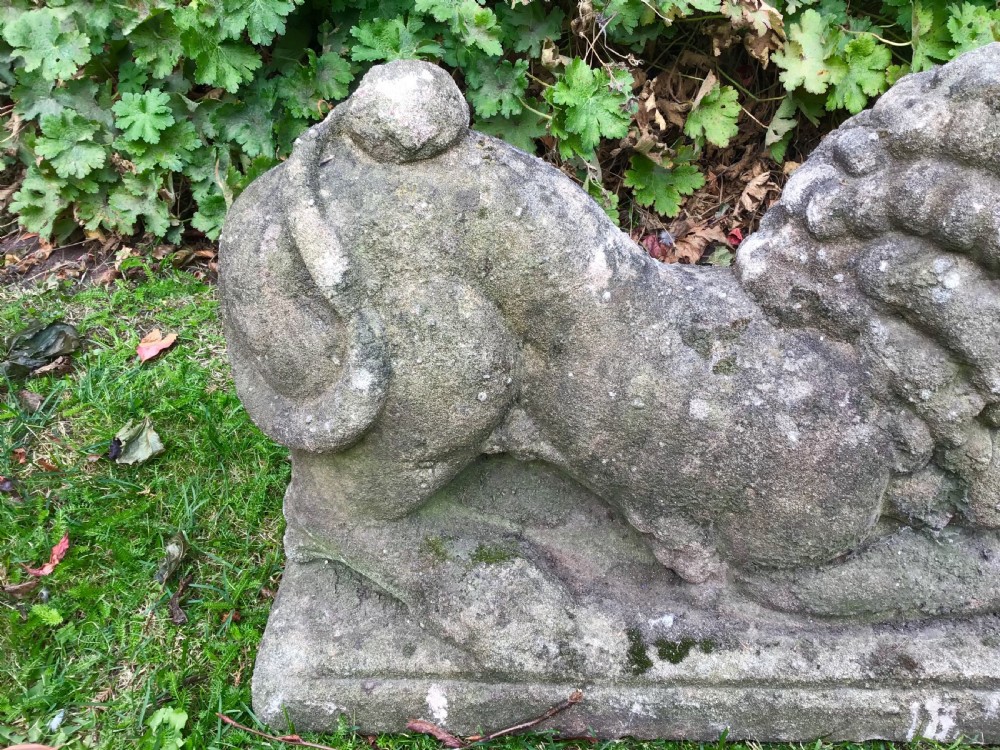 Antique Stone Garden Lion Statue  View III