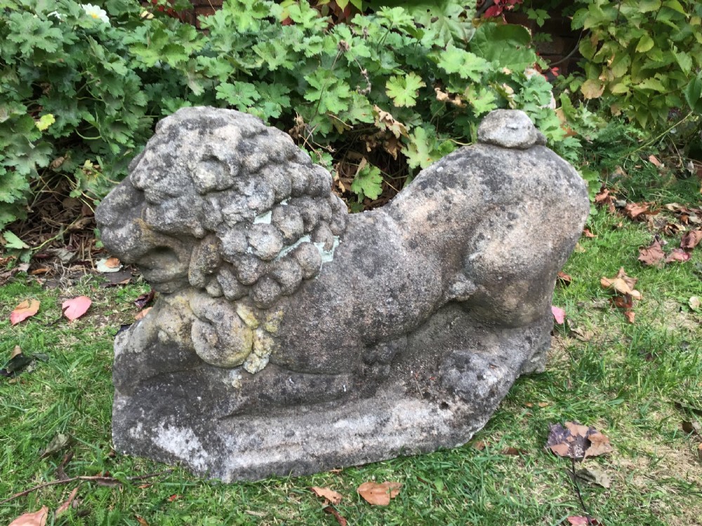 Antique Stone Garden Lion Statue  View IV