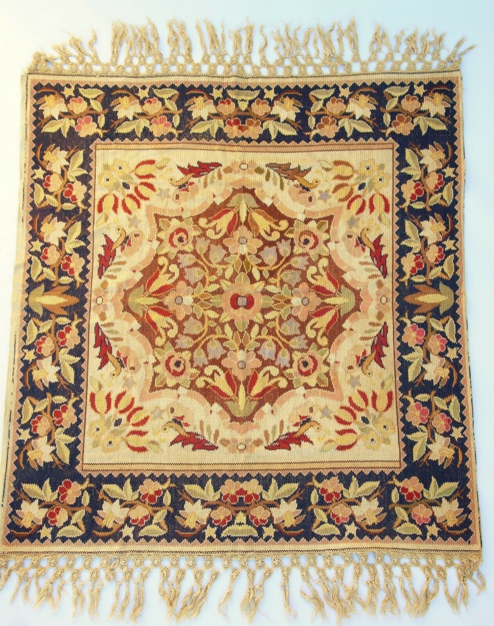 Early 20th Century Hand Stitched Silk Piano Throw