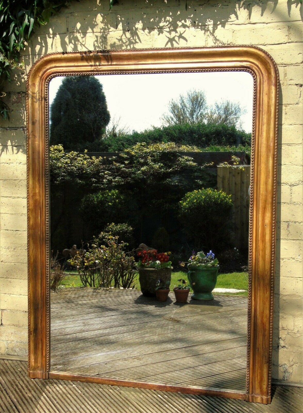 Large Arched French Gilt Frame Mirror