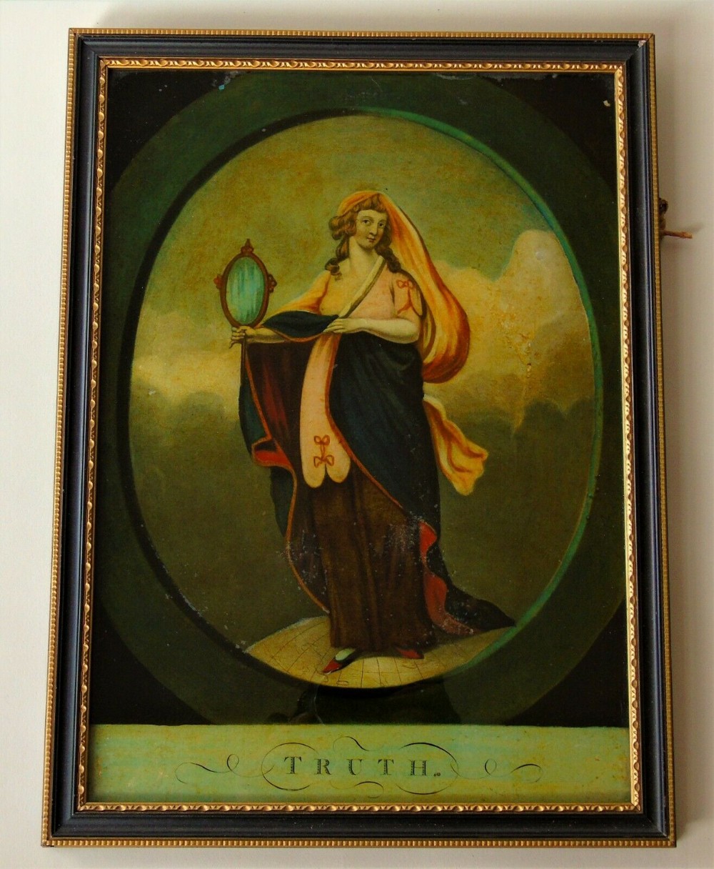 Regency Reverse Painting On Glass Early 19th Century Truth