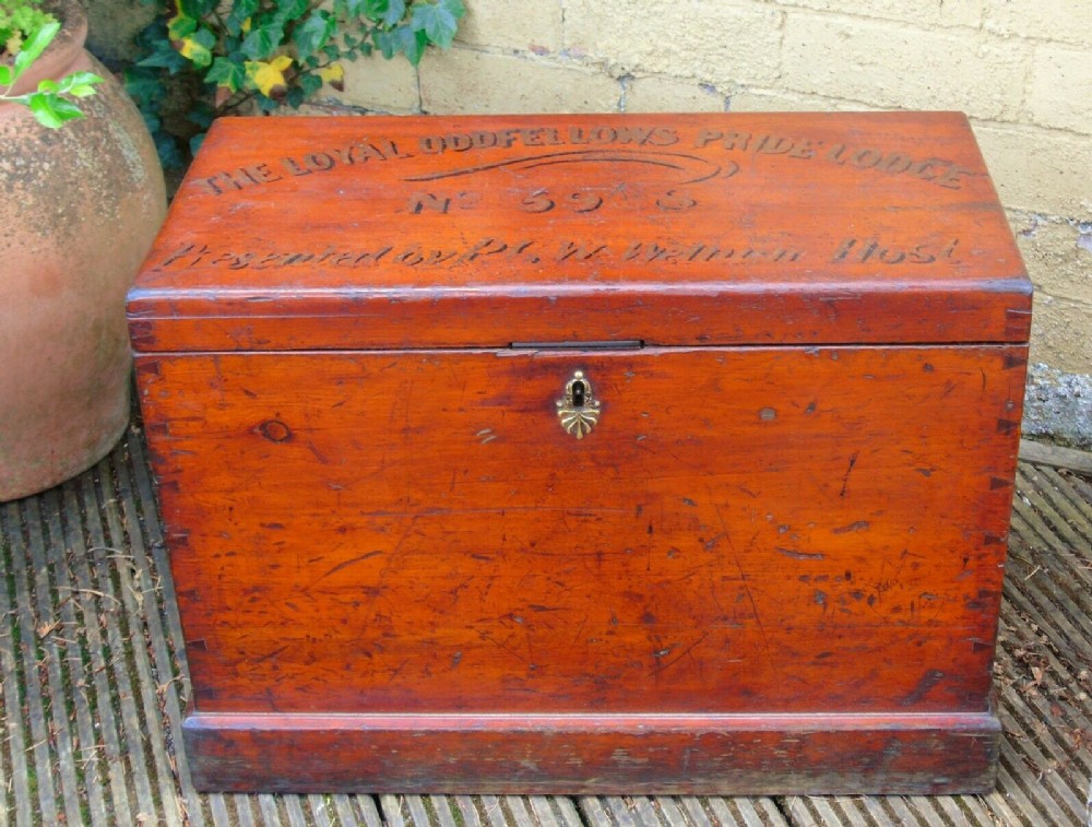 Neat Antique Pine Chest 'Oddfellows'