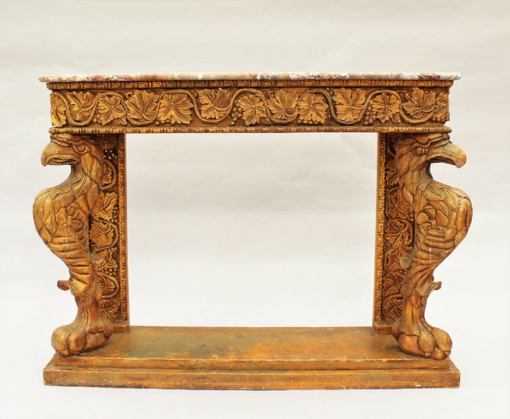 Giltwood & Marble Console Table Griffins