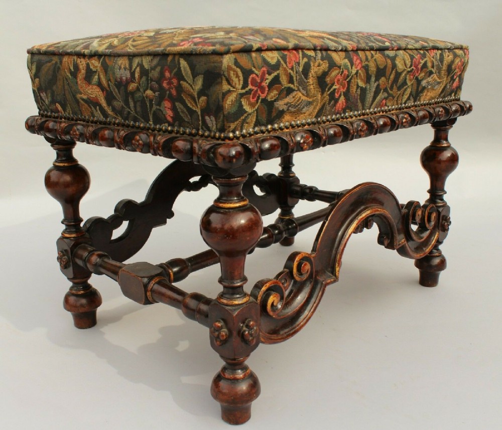 19th Century Jacobean Style Upholstered Stool