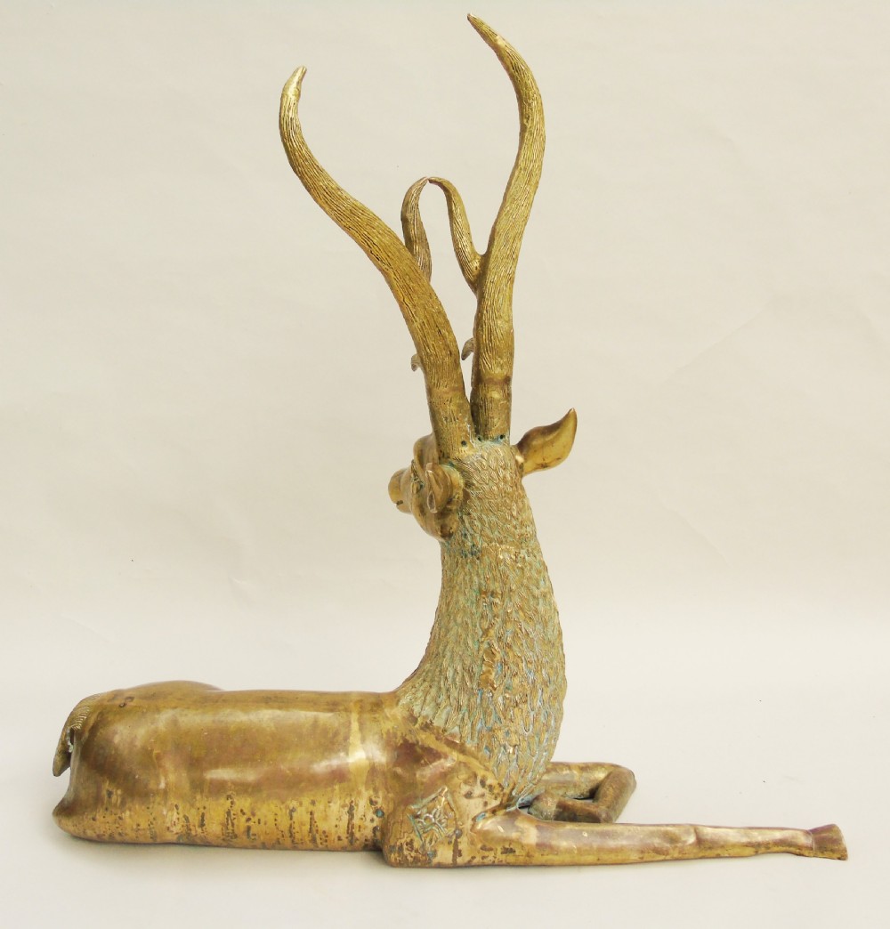 Very Large Antique Thai Gilt Bronze Deer View II