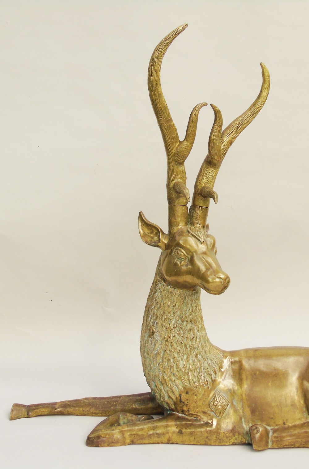 Very Large Antique Thai Gilt Bronze Deer View VI