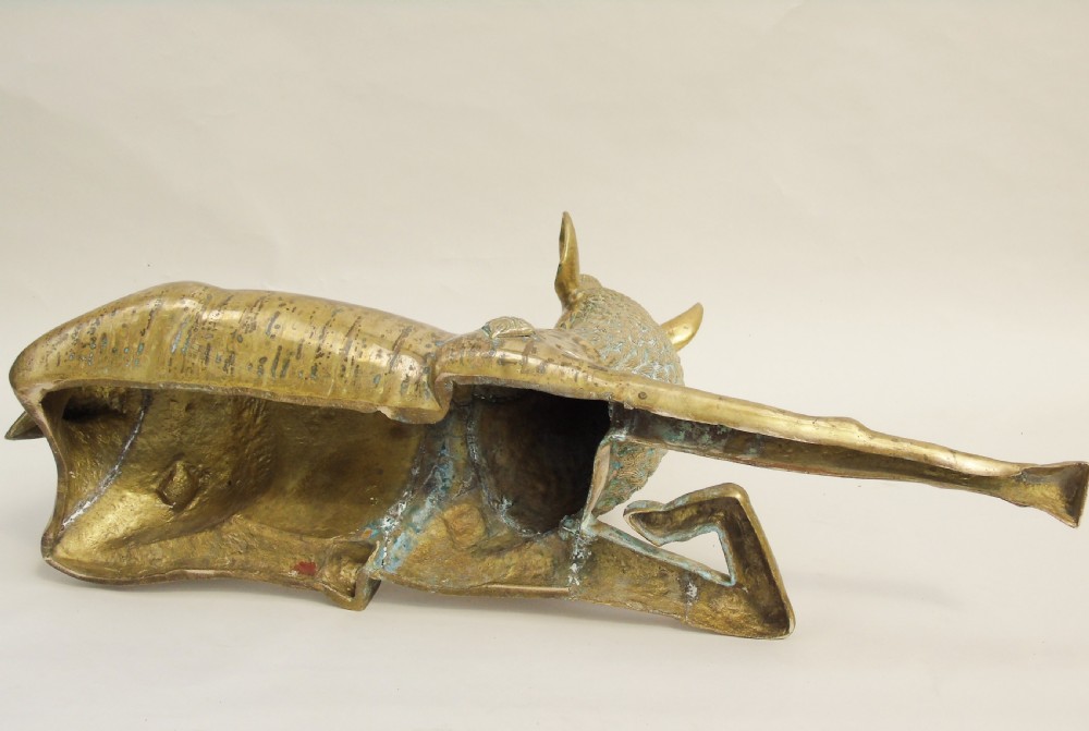 Very Large Antique Thai Gilt Bronze Deer View VIII