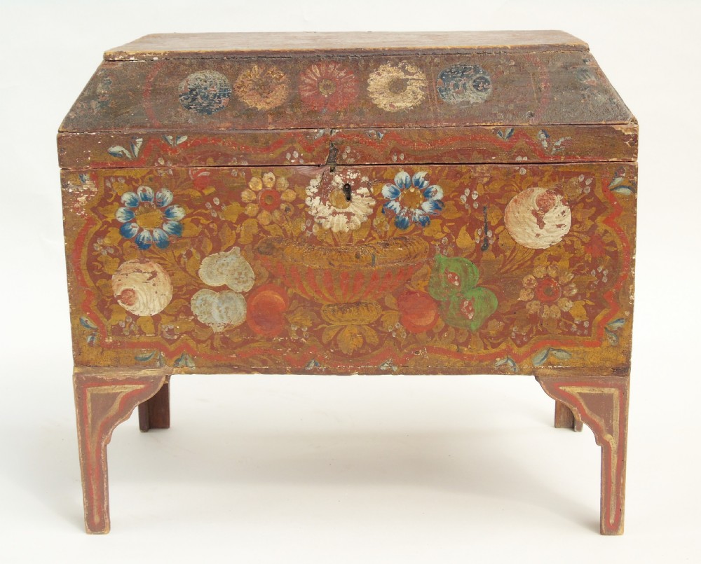 Antique Painted Folk Art Swedish Chest