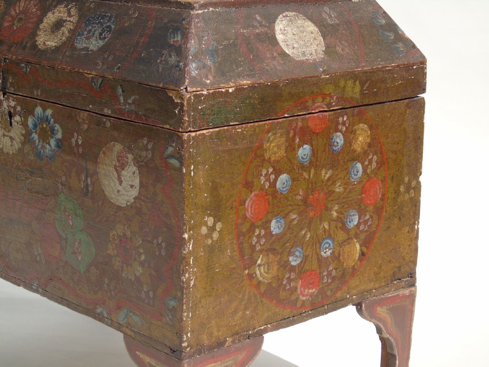 Antique Painted Folk Art Swedish Chest View III