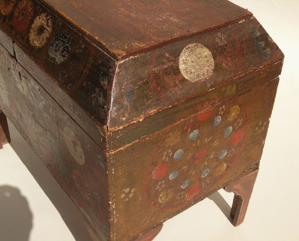 Antique Painted Folk Art Swedish Chest View IV