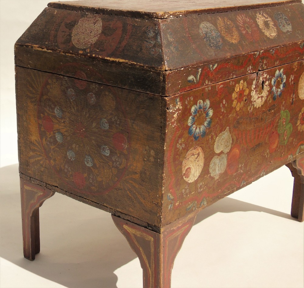 Antique Painted Folk Art Swedish Chest View VI