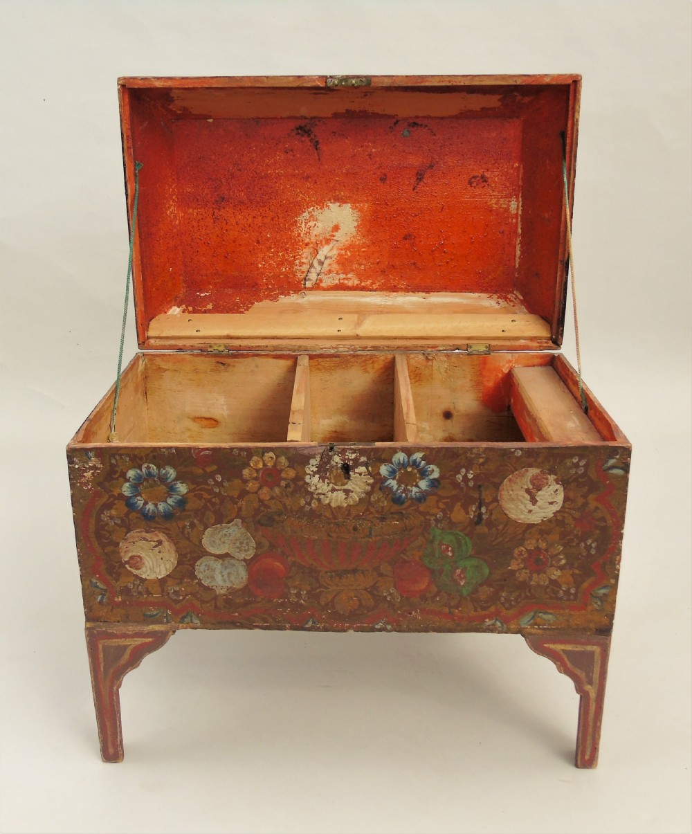 Antique Painted Folk Art Swedish Chest View VIII