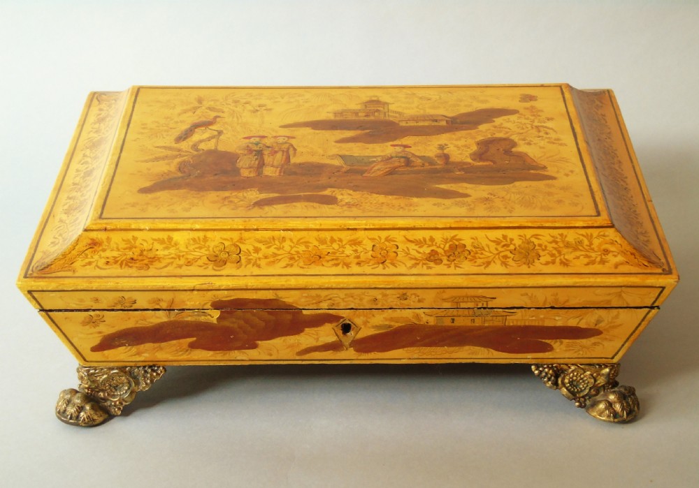 Regency Yellow Lacquer Jewellery Casket 18th Century