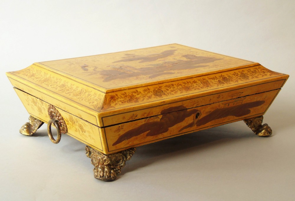 Regency Yellow Lacquer Jewellery Casket 18th Century View II
