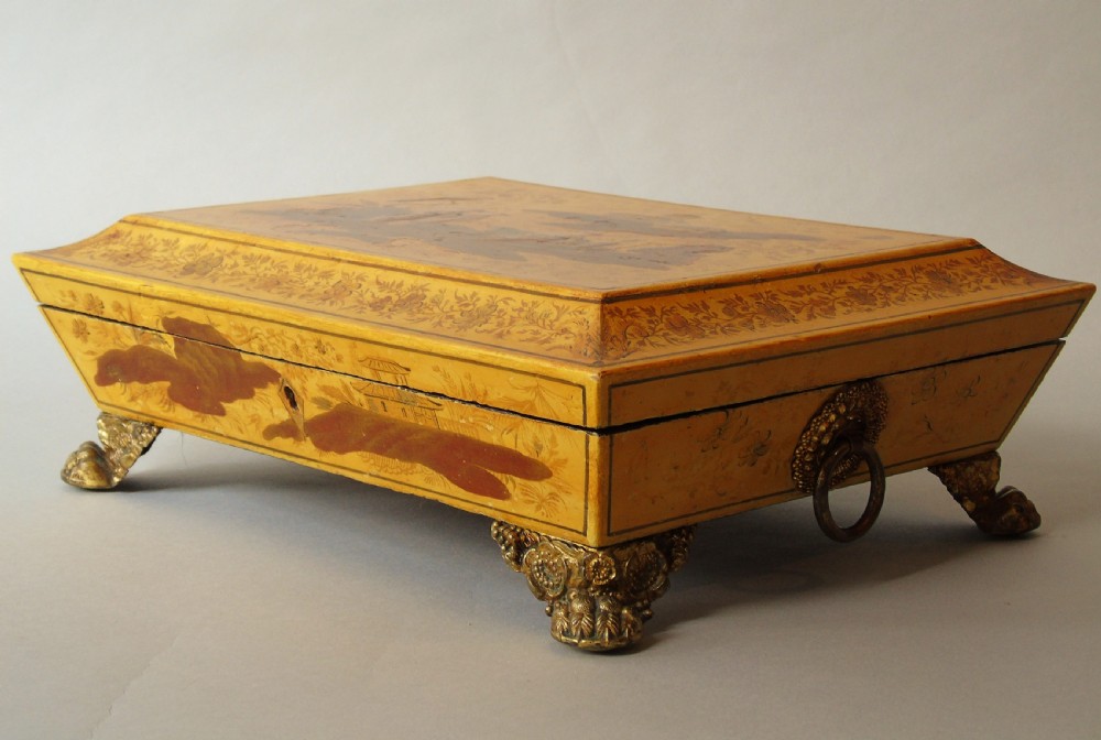 Regency Yellow Lacquer Jewellery Casket 18th Century View III
