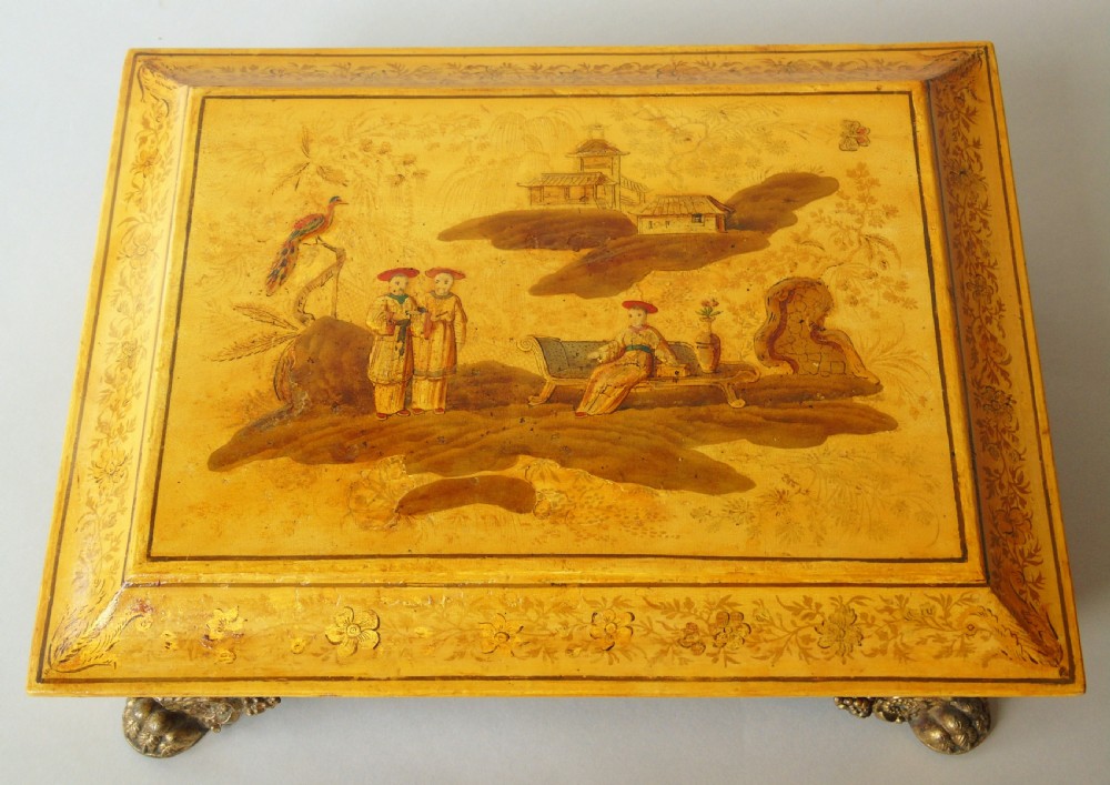 Regency Yellow Lacquer Jewellery Casket 18th Century View IV