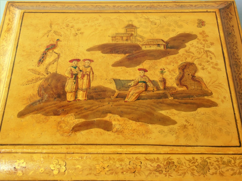 Regency Yellow Lacquer Jewellery Casket 18th Century View V
