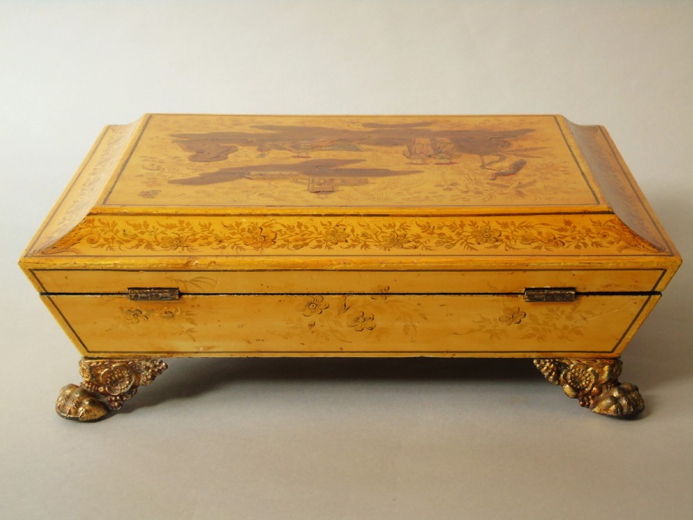 Regency Yellow Lacquer Jewellery Casket 18th Century View VI