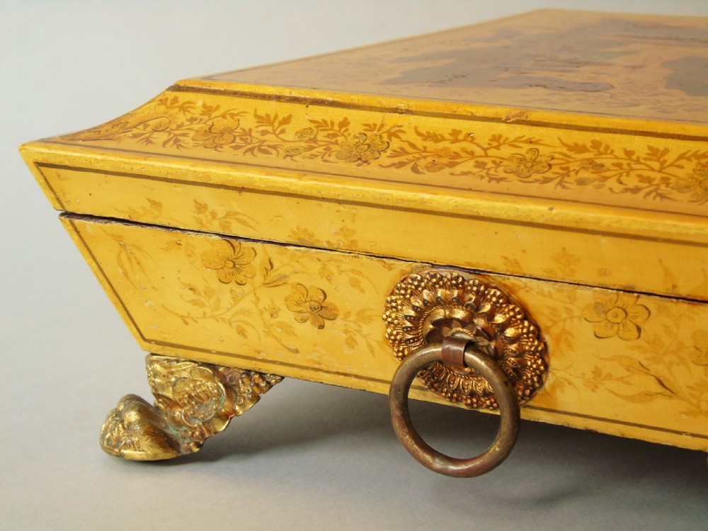 Regency Yellow Lacquer Jewellery Casket 18th Century View VII