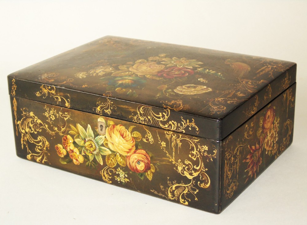 Beautiful Antique Hand Painted Sewing Box View II