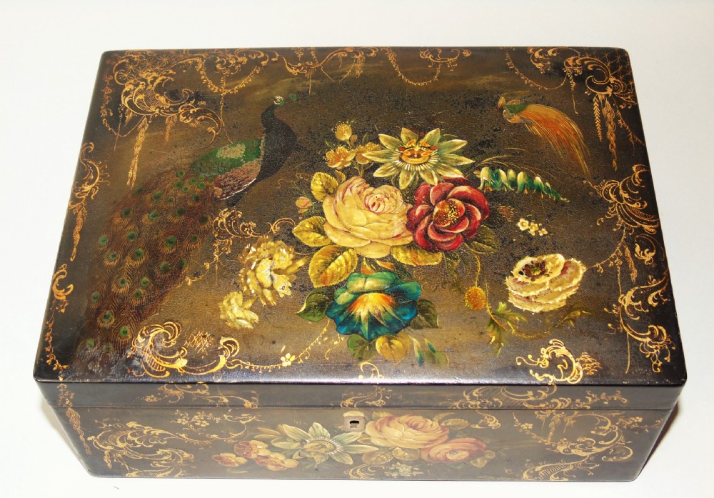 Beautiful Antique Hand Painted Sewing Box View III