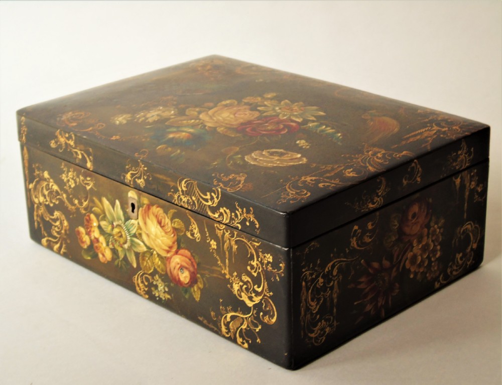 Beautiful Antique Hand Painted Sewing Box View VI