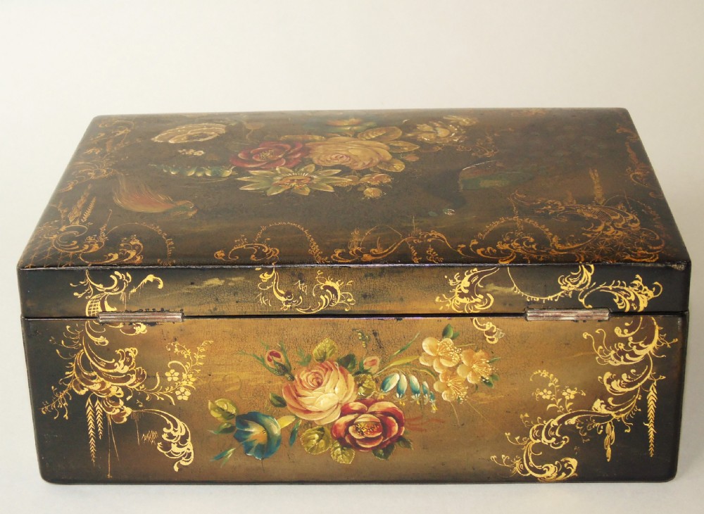Beautiful Antique Hand Painted Sewing Box View VII