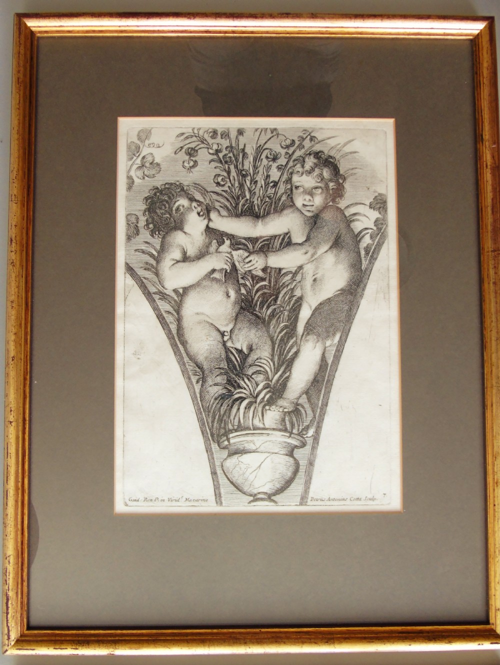Set of Six Antique Engravings Cherubs After Petrus Antonius Cotta View III