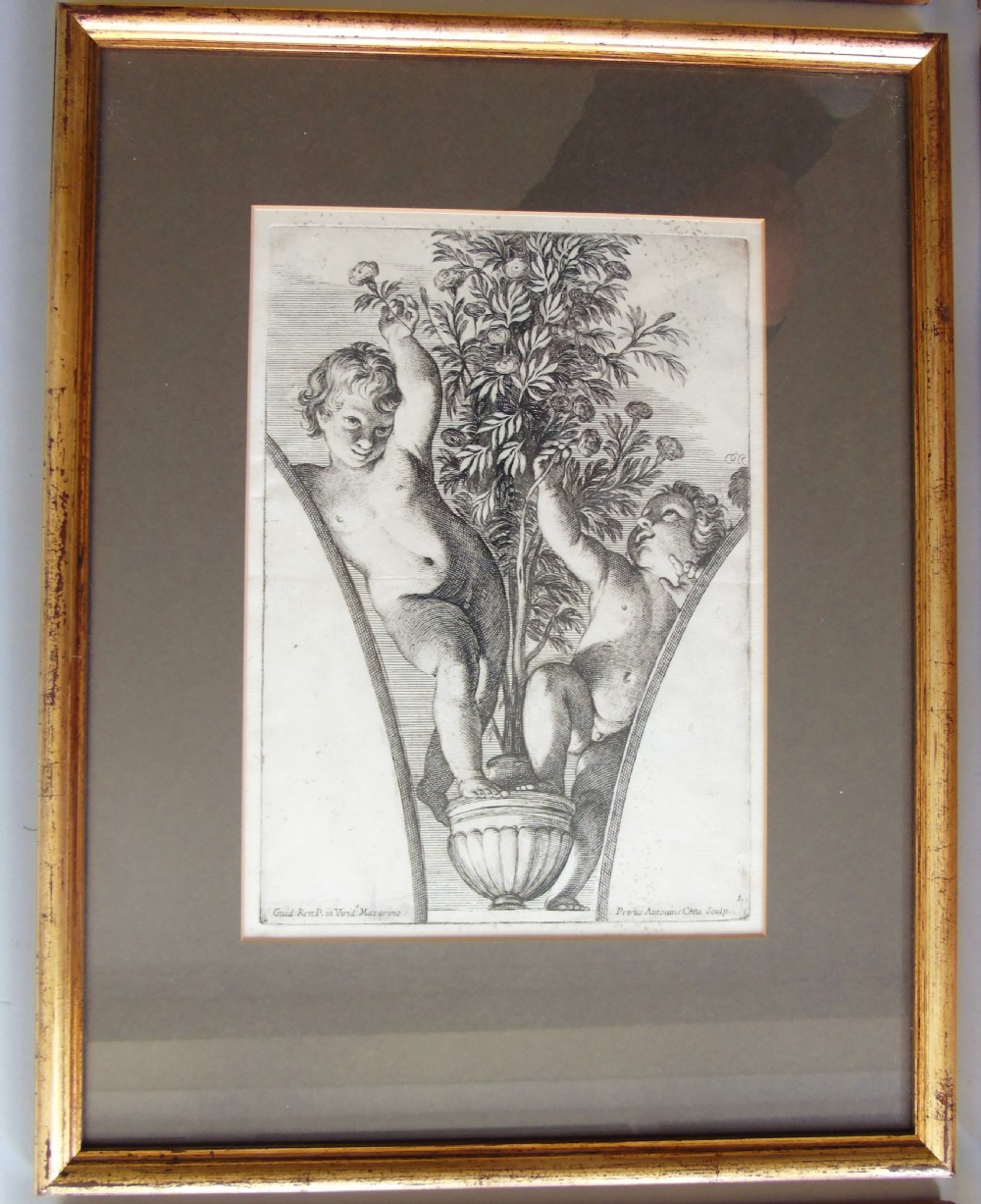 Set of Six Antique Engravings Cherubs After Petrus Antonius Cotta View VI