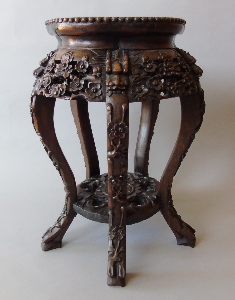 Antique Chinese Rosewood Plant Stand with Marble Top View VI