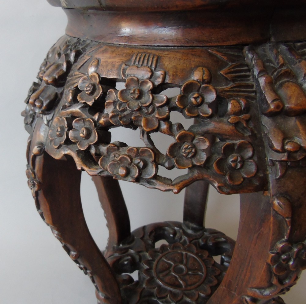 Antique Chinese Rosewood Plant Stand with Marble Top View VII